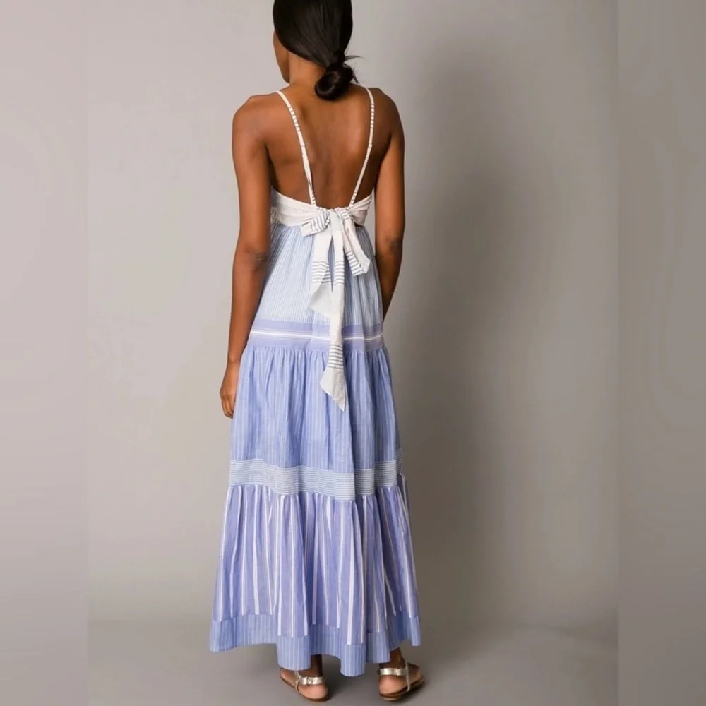 Le Superbe Getting Vertical Blue Striped Beach Dress. NWT Sz Medium Ret $395 - Picture 3 of 12